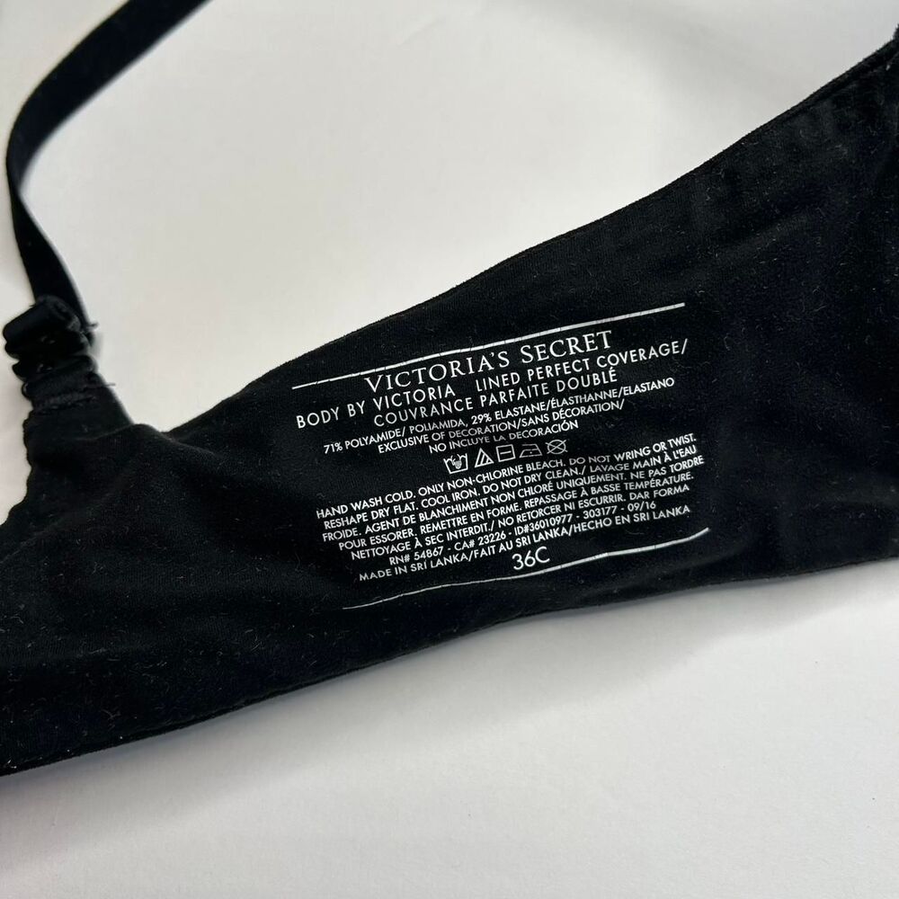 Victoria's Secret black lined perfect coverage bra Size 36C - Picture 5 of 6